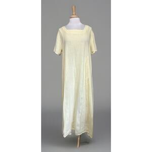 Aly Wear Dress Womens M Linen A Line Maxi Minimalist Lagenlook Pale Yellow